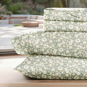 Becky Cameron - Delicate Blossoms Floral Patterned Ultra-Soft 4 Pi Green